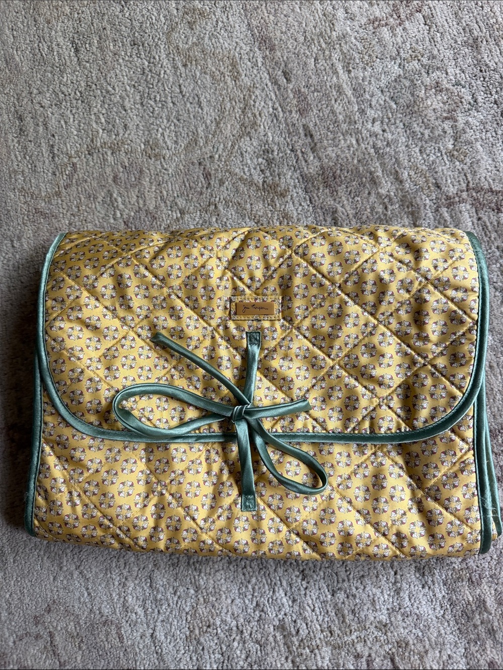 VTG Jim Thompson Quilted Thai Silk Elephant Print Travel Organizer Pouch Bag